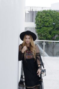 miami-fashion-blogger-kimberly-pfaehler-oh-lola-blog-midi-dress-ethnic-boho-chic-black-dress-tennis-shoes-black-hat-mommy-and-me-fashion-baby-girl-fashion-polka-dots