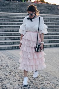 Pink Ruffled H&M Skirt. Washington D.C. Street Styel. What to Wear When Traveling to D.C. Lola Pfaehler. Oh Lola Mommy and Me Fashion and Lifestyle Blog.