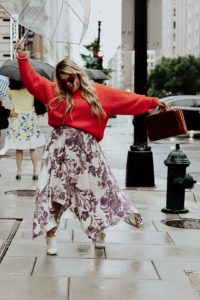 Things to do in D.C. When it’s Raining. Red and purple outfit.